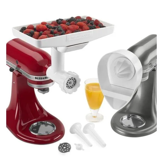 KitchenAid KN12AP Attachment Set - Including Food Grinder - Sausage Stuffer Parts - Citrus Juicer and Food Tray