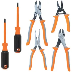 Klein Tools 9418R 1000V Insulated Tool Set with Side Cutter, Diagonal-Cutter, Long-Nose Pliers, 2 Screwdrivers and Wire Stripper, 6-Piece