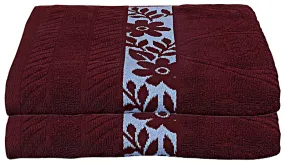 Kuber Industries 100% Cotton 2 Pieces Bath Towel 27" x54” (Maroon) -CTKTC28915