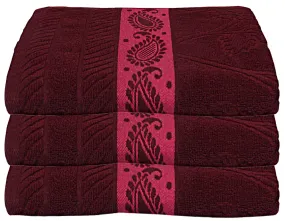 Kuber Industries 100% Cotton 3 Pieces Bath Towel 27" x54? (Maroon) -CTKTC28912