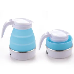 Kuber Industries Pack of 3 Foldable Electric Kettle 600 ML|Silicone Body With 304-Stainless Steel Base|Leak Proof Design|Multipurpose Portable Electric Kettle for Travel, Office & Home|600W|Blue