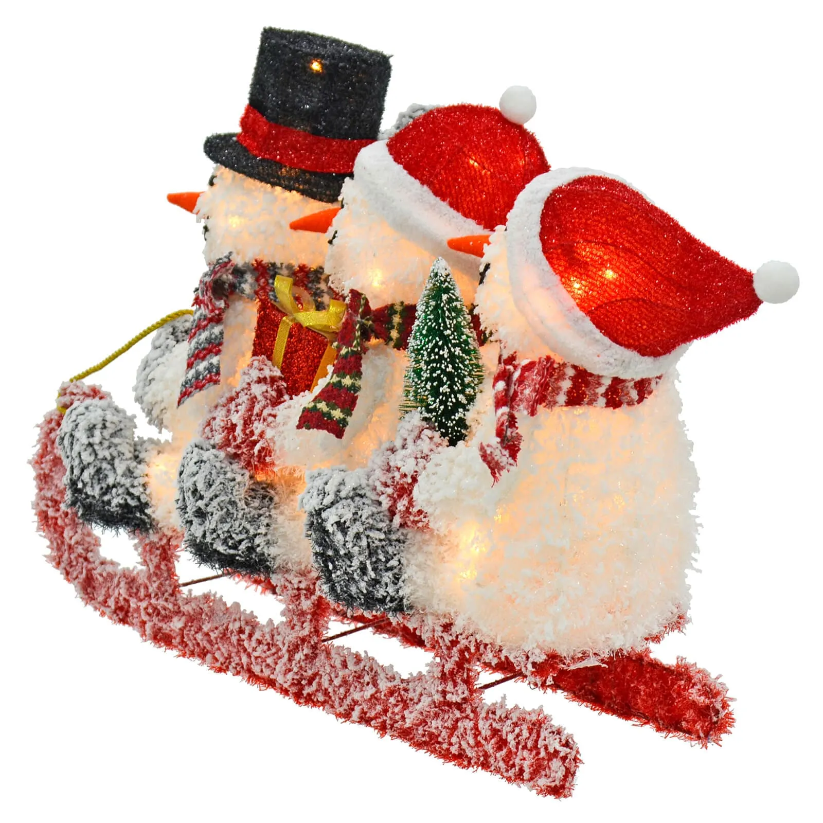 Large Light Up Snowmen on Sledge Christmas Decoration 72cm