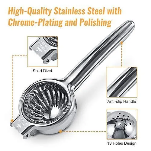 Lemon Squeezer Super High Quality Stainless Steel 304 Hand Press Juicer Manual Citrus for Juicing Lemon ＆ Limes, Vegetables 2.3Inch Middle