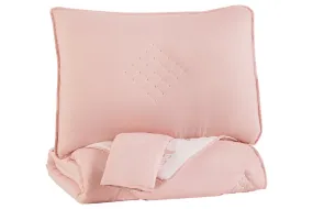 Lexann Pink/White/Gray Full Comforter Set