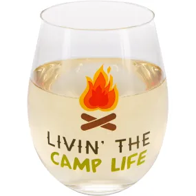 Livin' the Camp Life 18 oz Stemless Wine Glass