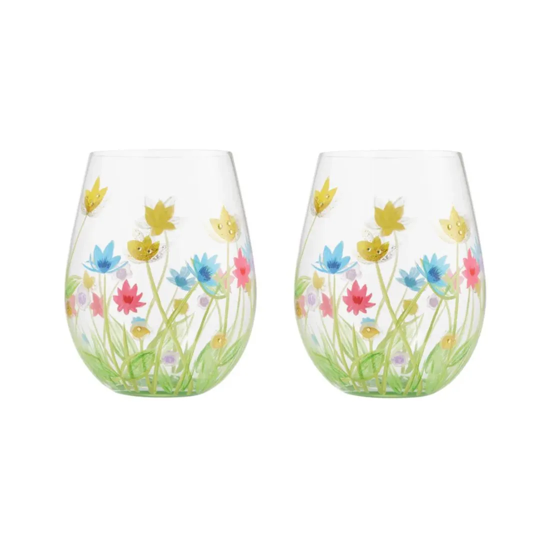 Lolita "Field of Dreams" Hand-Painted Stemless Wine Glass