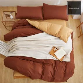 Luxury Reversible Brown And Golden Duvet Set - 6 Pieces