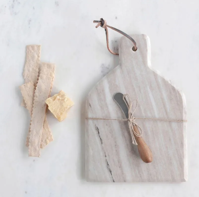 Marble Cheese Board With Knife