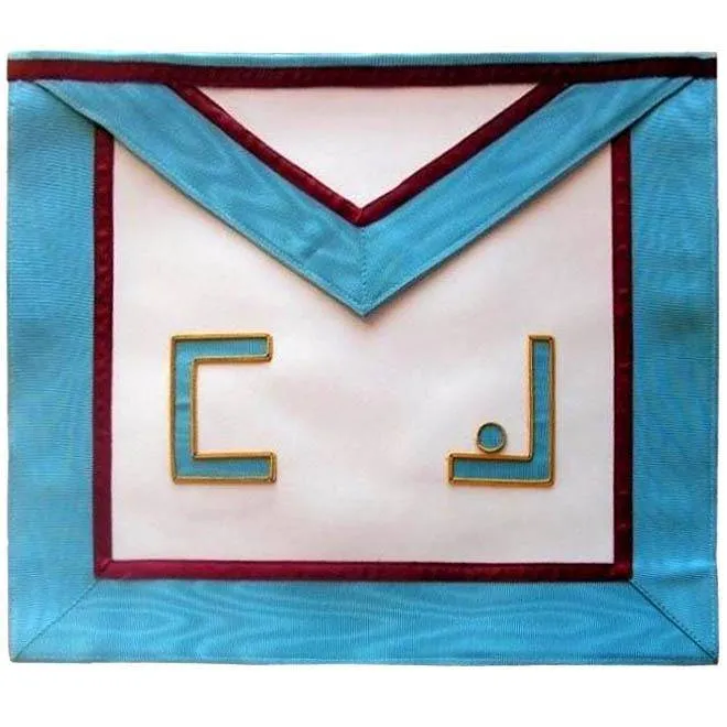 Master Mason Memphis Misraim French Regulation Apron - Thin Maroon Lining