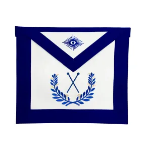 Master of Ceremonies Blue Lodge Officer Apron - Royal Blue Wreath Embroidery