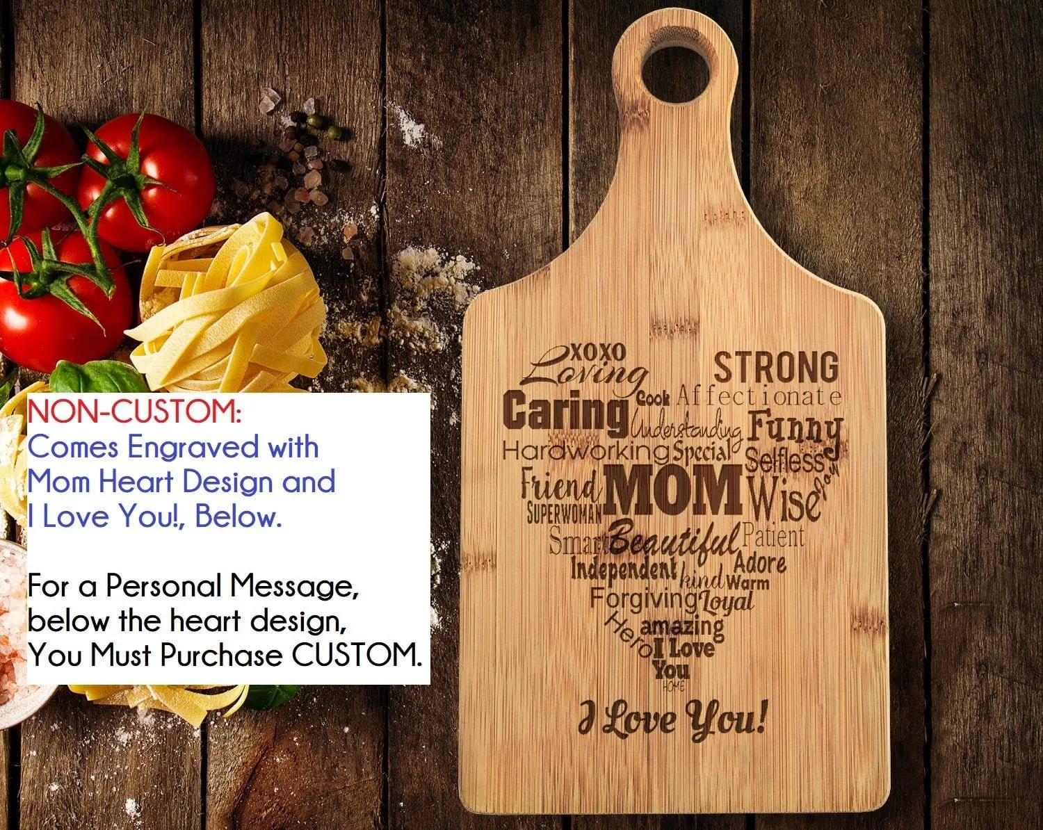 Mom Mommy Mother of Groom Bride Mother's Day Paddle Engraved Bamboo Cutting Board Mimi Best Mama Birthday Gift Personalize from Daughter Son