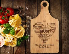 Mom Mommy Mother of Groom Bride Mother's Day Paddle Engraved Bamboo Cutting Board Mimi Best Mama Birthday Gift Personalize from Daughter Son