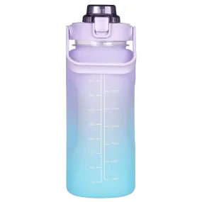 Motivational Water Bottle 2 Liters with Leakproof Time & Capacity Marker BPA-Free Sports Water Bottle Daily Measured Tracking Time Marks Water Cup