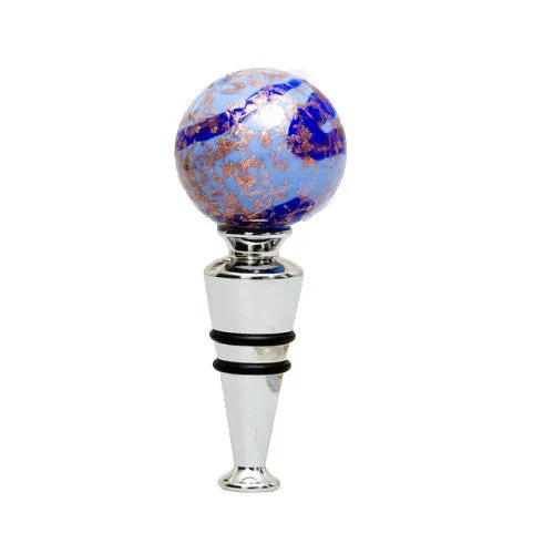 Murano Glass Wine Stopper 'Blue Lagoon'