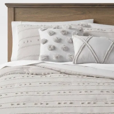 New - 5pc King Quinlan Clipped Stripe Dot Comforter Bedding Set Gray - Threshold