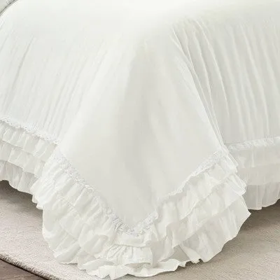 New - Lush Décor 3pc Full/Queen Ella Ruffle Duvet Bedding Set White