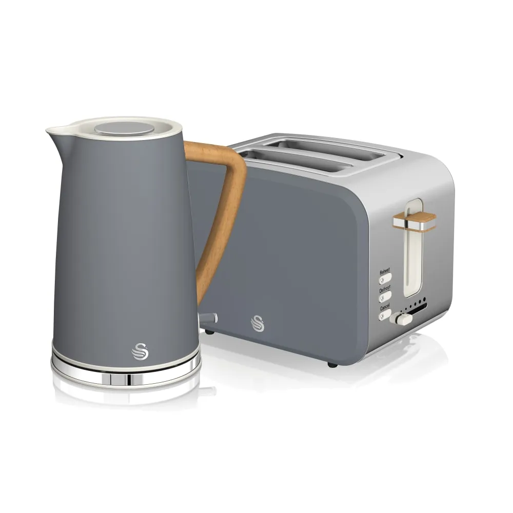 Nordic Grey 2-Slice Toaster and Cordless Kettle Bundle