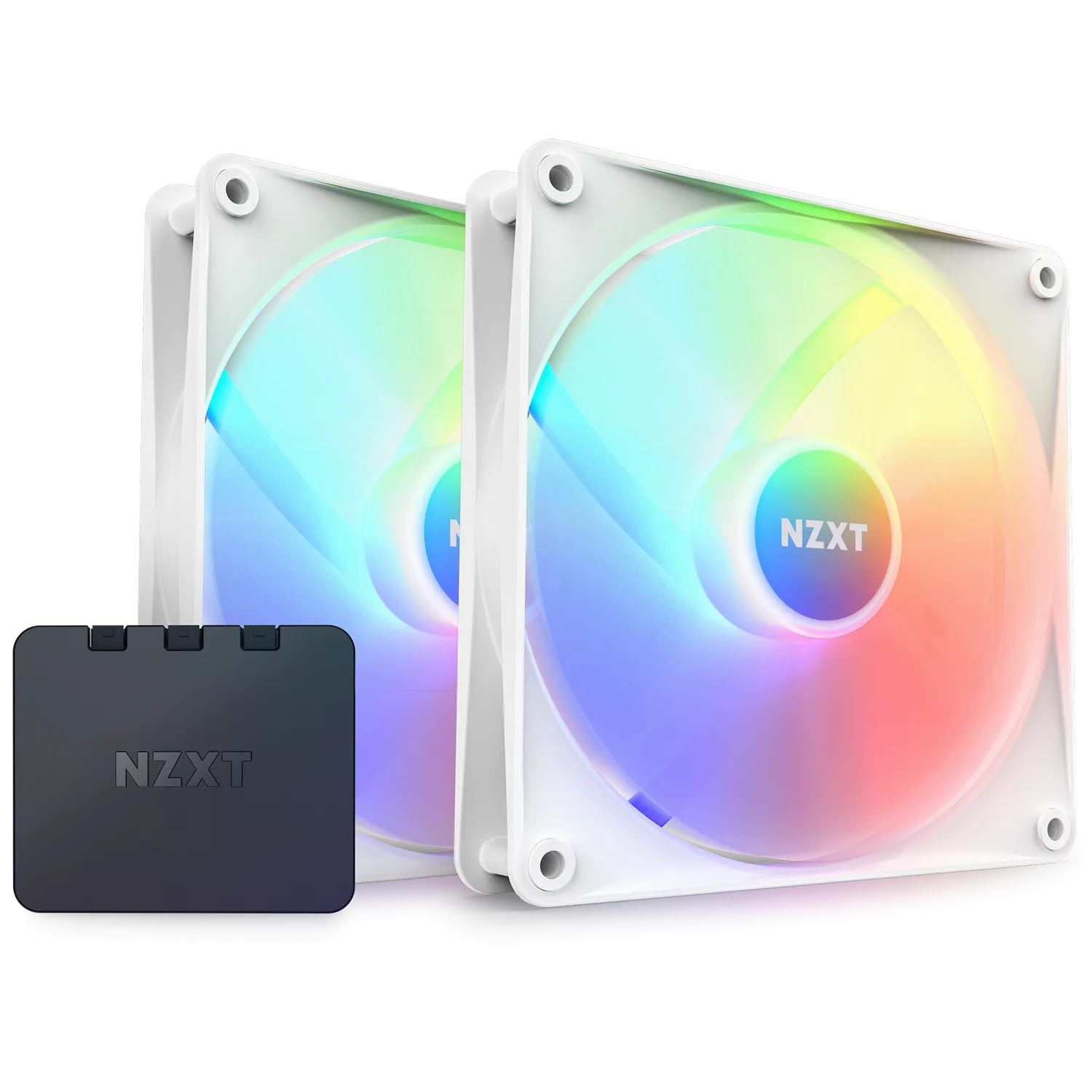 NZXT F140RGB CORE - 140MM HUB- MOUNTED RGB FAN - TWIN PACK (WHITE) W/RGB CONTROLLER RF-C14DF-W1