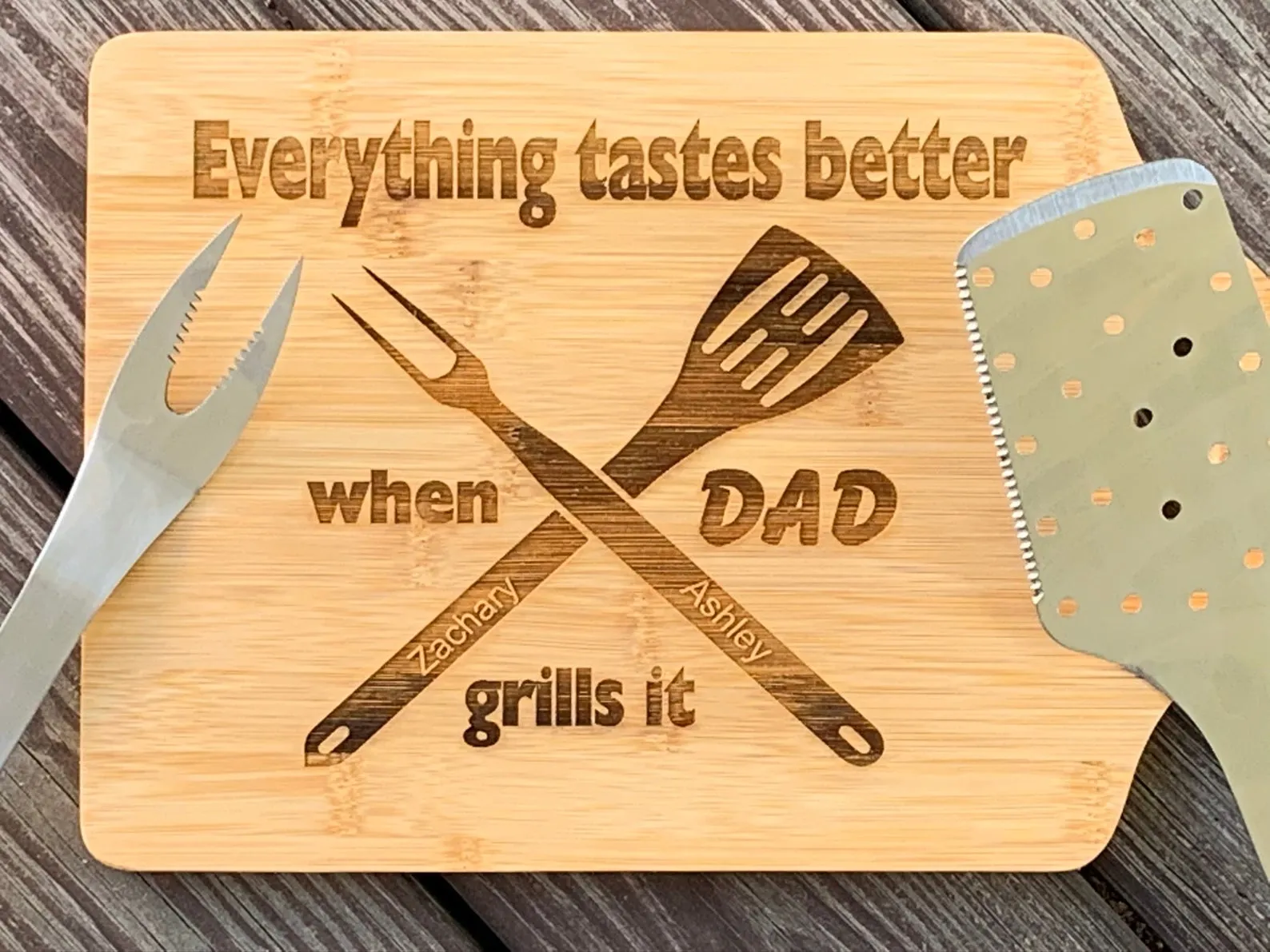 Personalized cutting board for Dad - Bamboo and Slate cutting boards