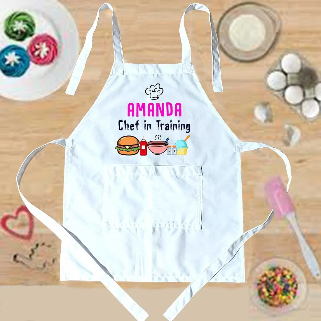 Personalized Girls Baking Apron Add Kids Name - Chef in Training