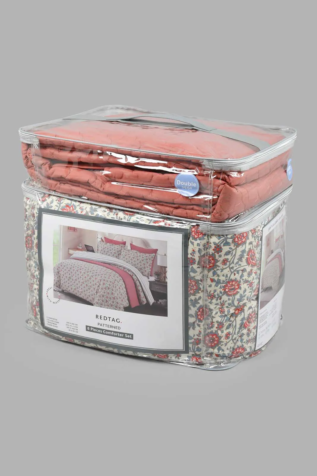 Pink Floral 6-Piece Comforter Set (Double Size)