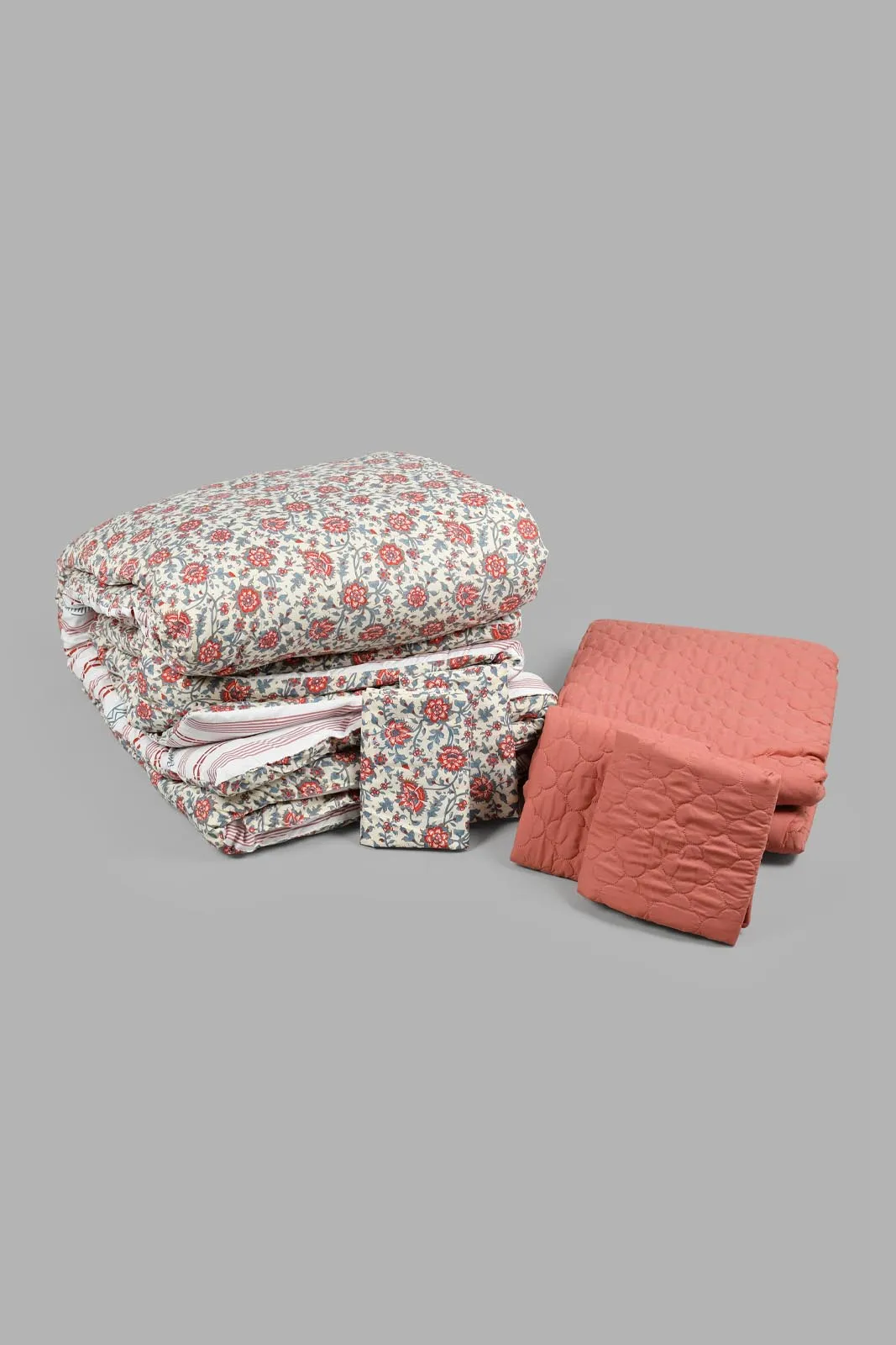 Pink Floral 6-Piece Comforter Set (Double Size)