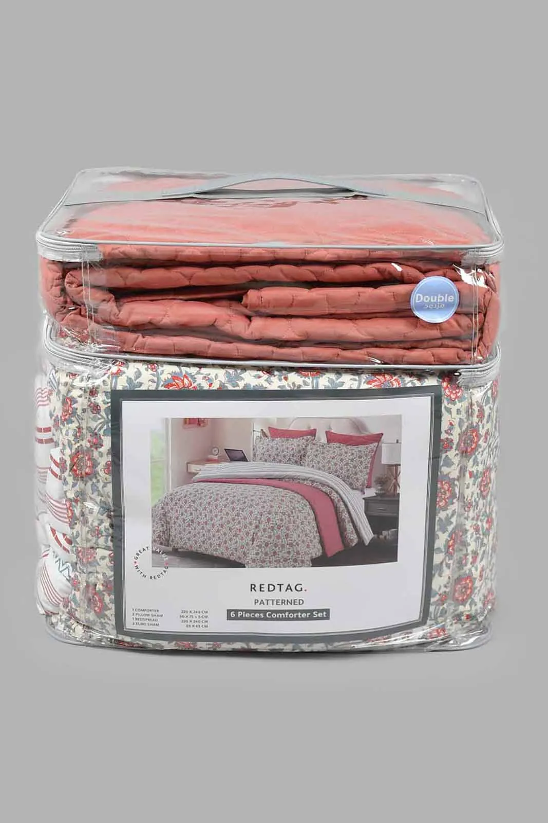 Pink Floral 6-Piece Comforter Set (Double Size)