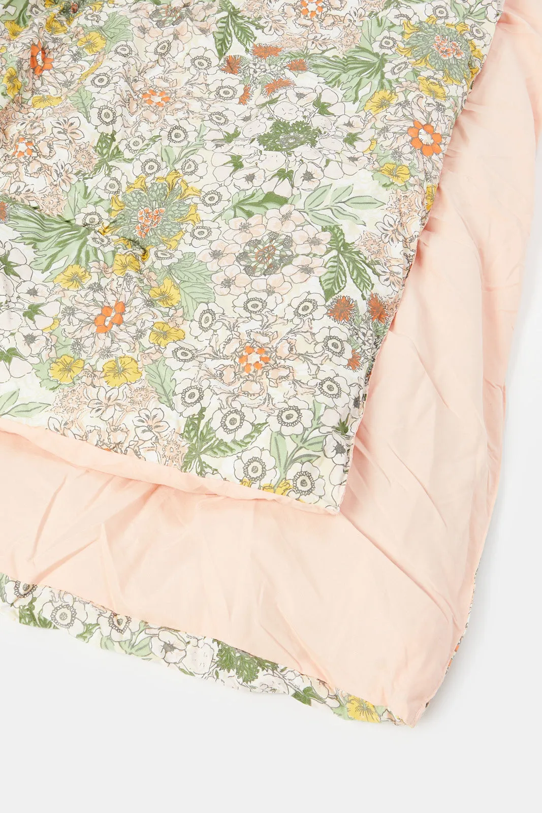 Pink Floral Printed Comforter Set (Single Size)