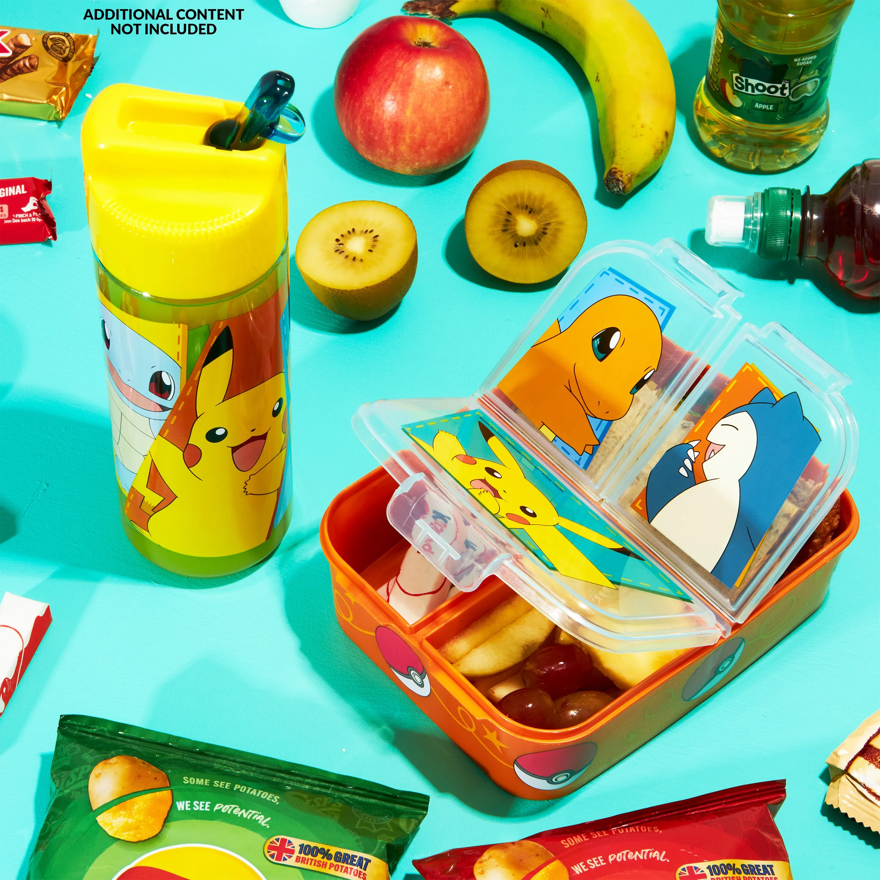 Pokemon Kids Lunchbox with Compartments and Water Bottle for School or Day Trips