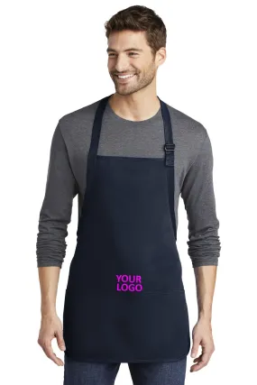 Port Authority Medium-Length Custom Aprons with Pouch Pockets, Navy