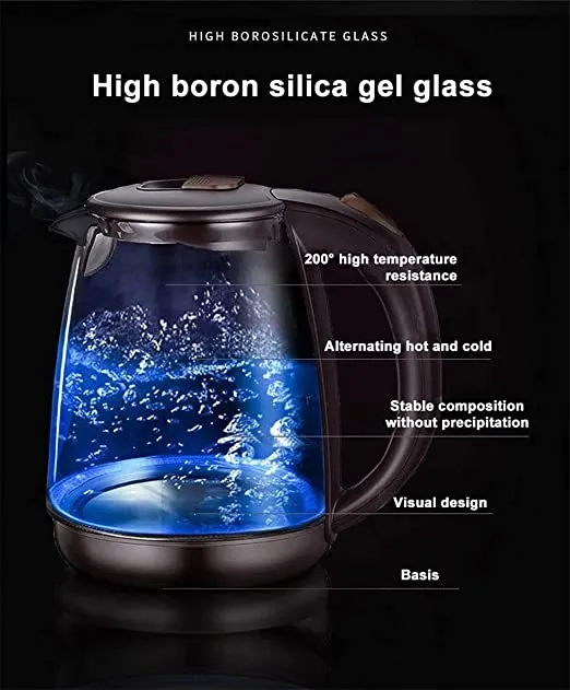 Portable Glass Electric Kettle | Intelligent Temperature Control to Prevent Overheating.