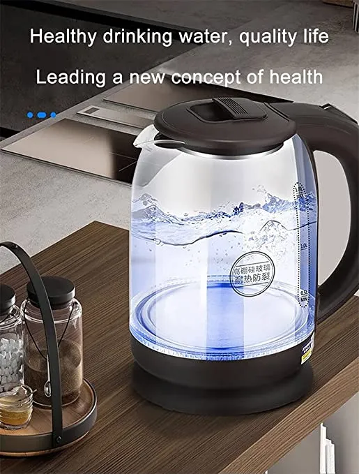 Portable Glass Electric Kettle | Intelligent Temperature Control to Prevent Overheating.