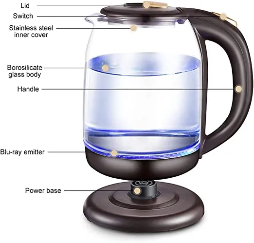 Portable Glass Electric Kettle | Intelligent Temperature Control to Prevent Overheating.