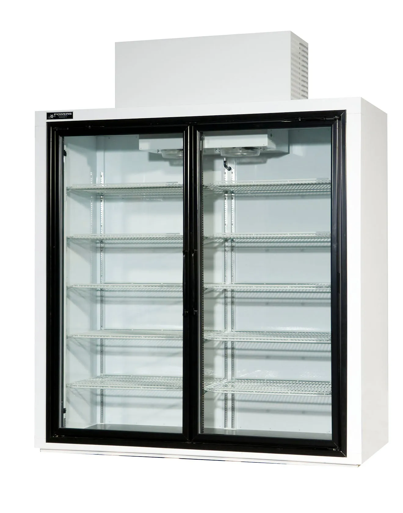 Powers (BT70SD) 70" Wide Refrigerated Top Mount Beverage Cooler with Two Full Length Hinged Glass Doors