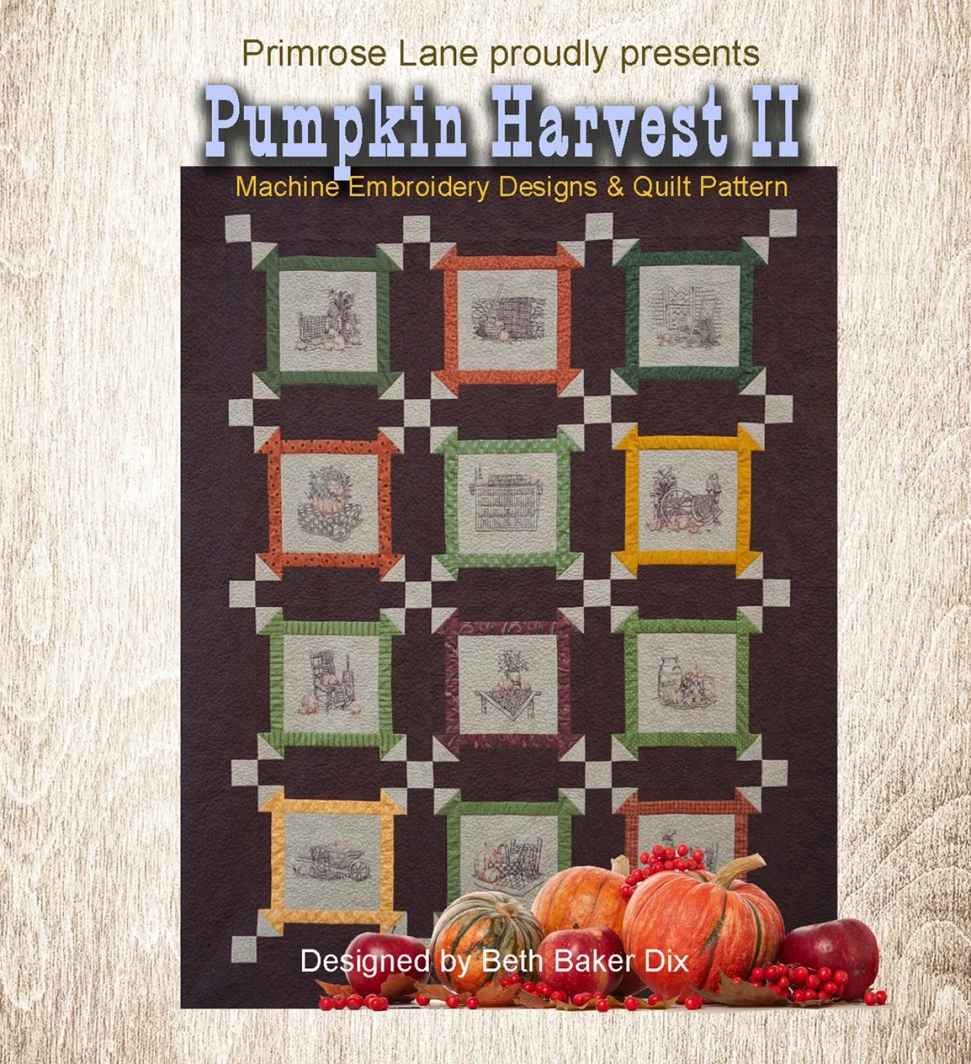 Pumpkin Harvest II Machine Embroidery Quilt