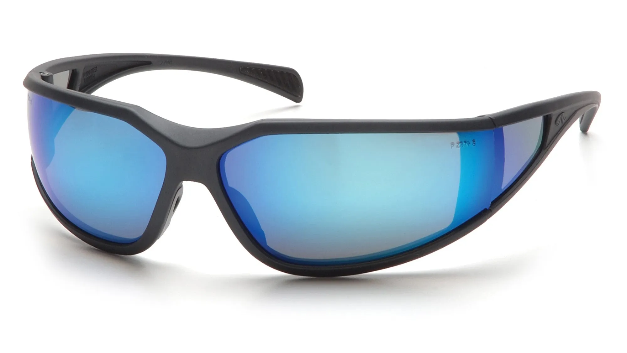 Pyramex SCG5165DT Exeter Charcoal Gray Safety Glasses W/ Ice Blue Mirror Anti-Fog Lens (12 each)