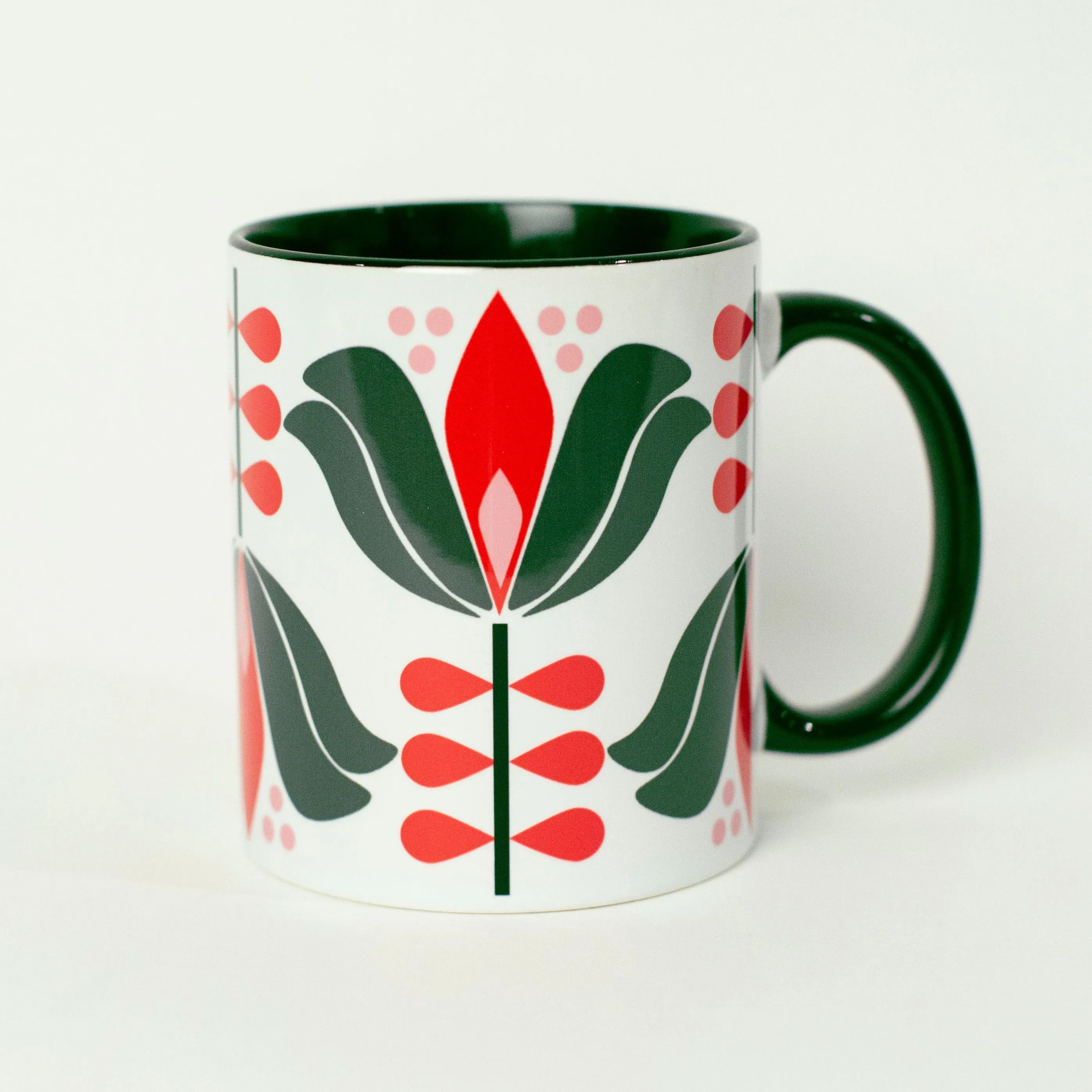 Red Lotus Flower Mid Century Modern Coffee Mug