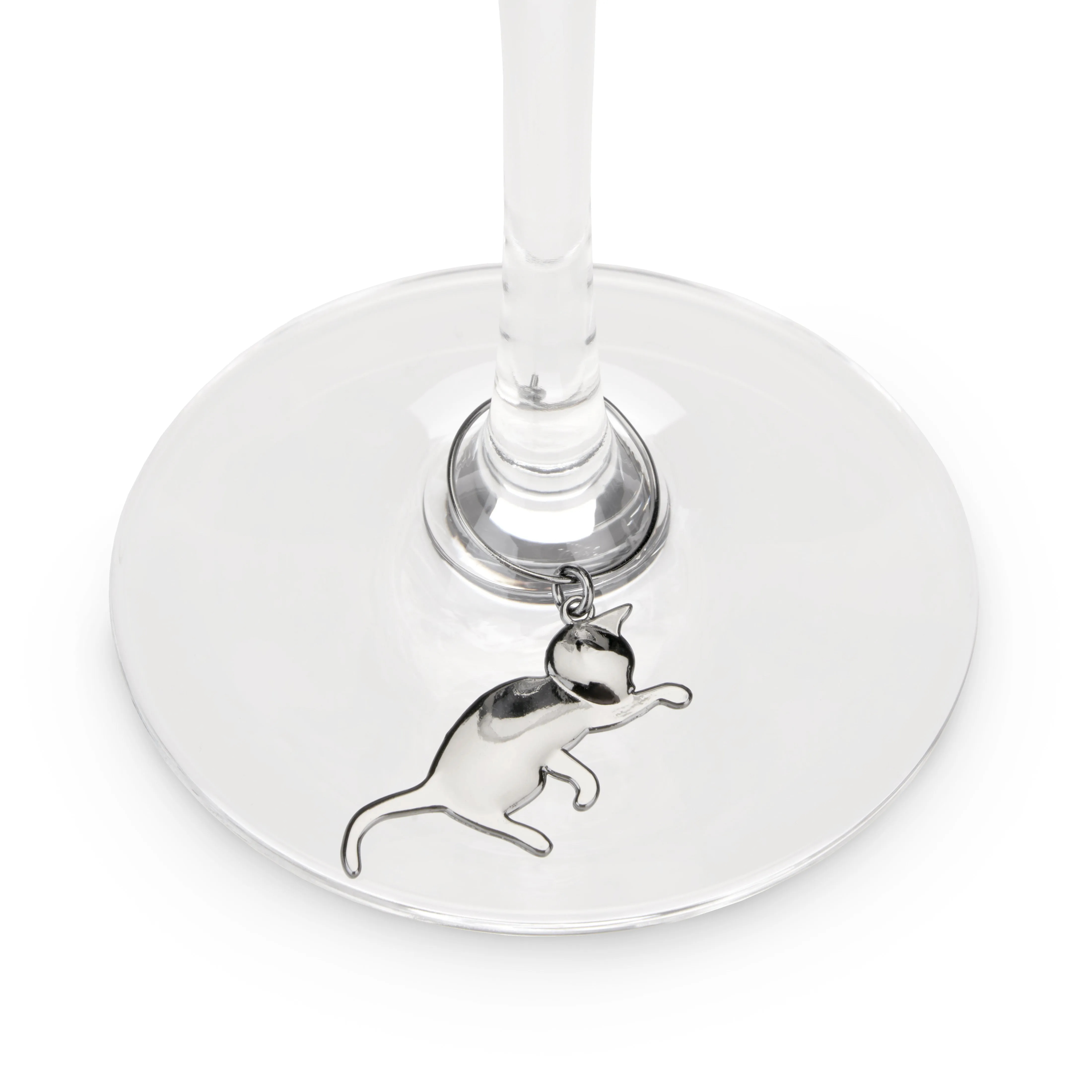 Silver Cat Wine Charms