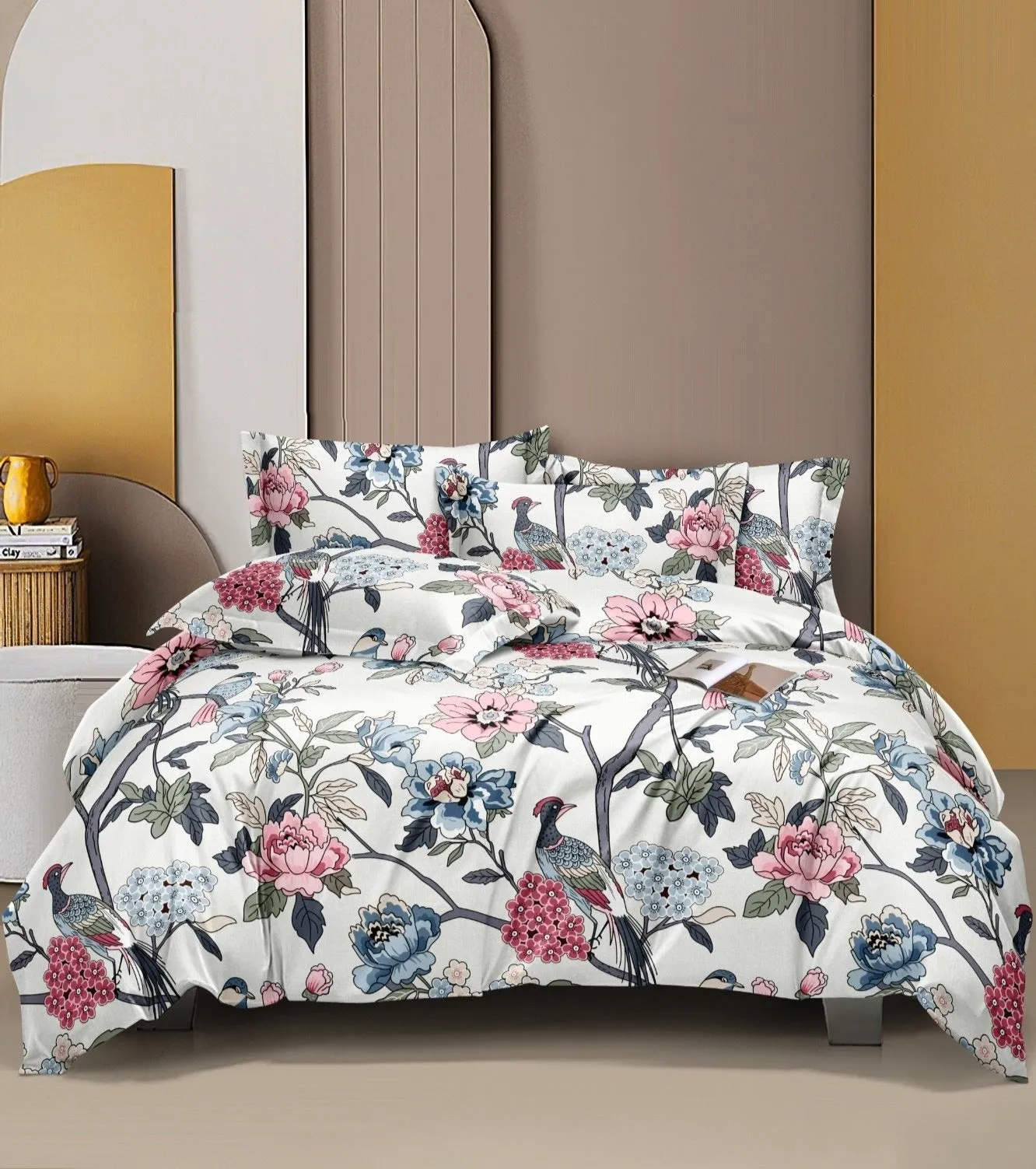 Soft Ac Comforter Set Bird Design  ( 4 pc Set,King size)