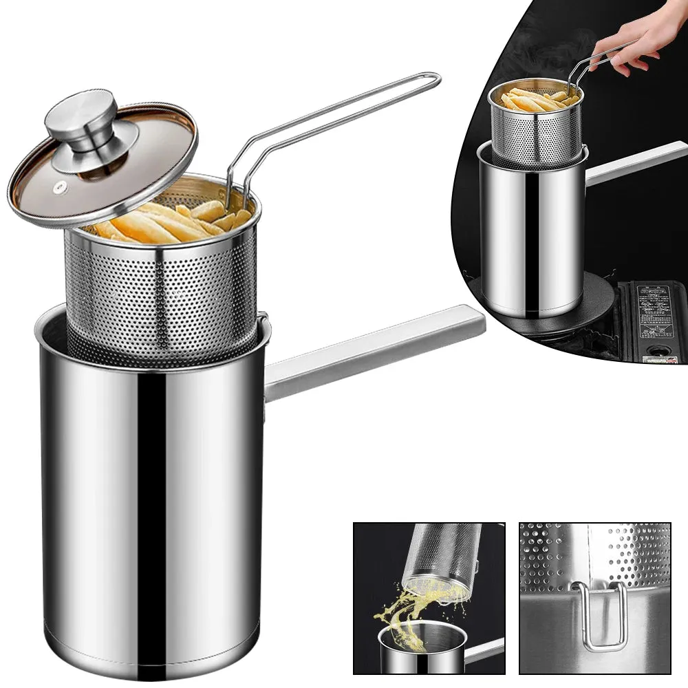 Stainless Steel Fryer Foldable Thickened Deep Fryer Food Strainer