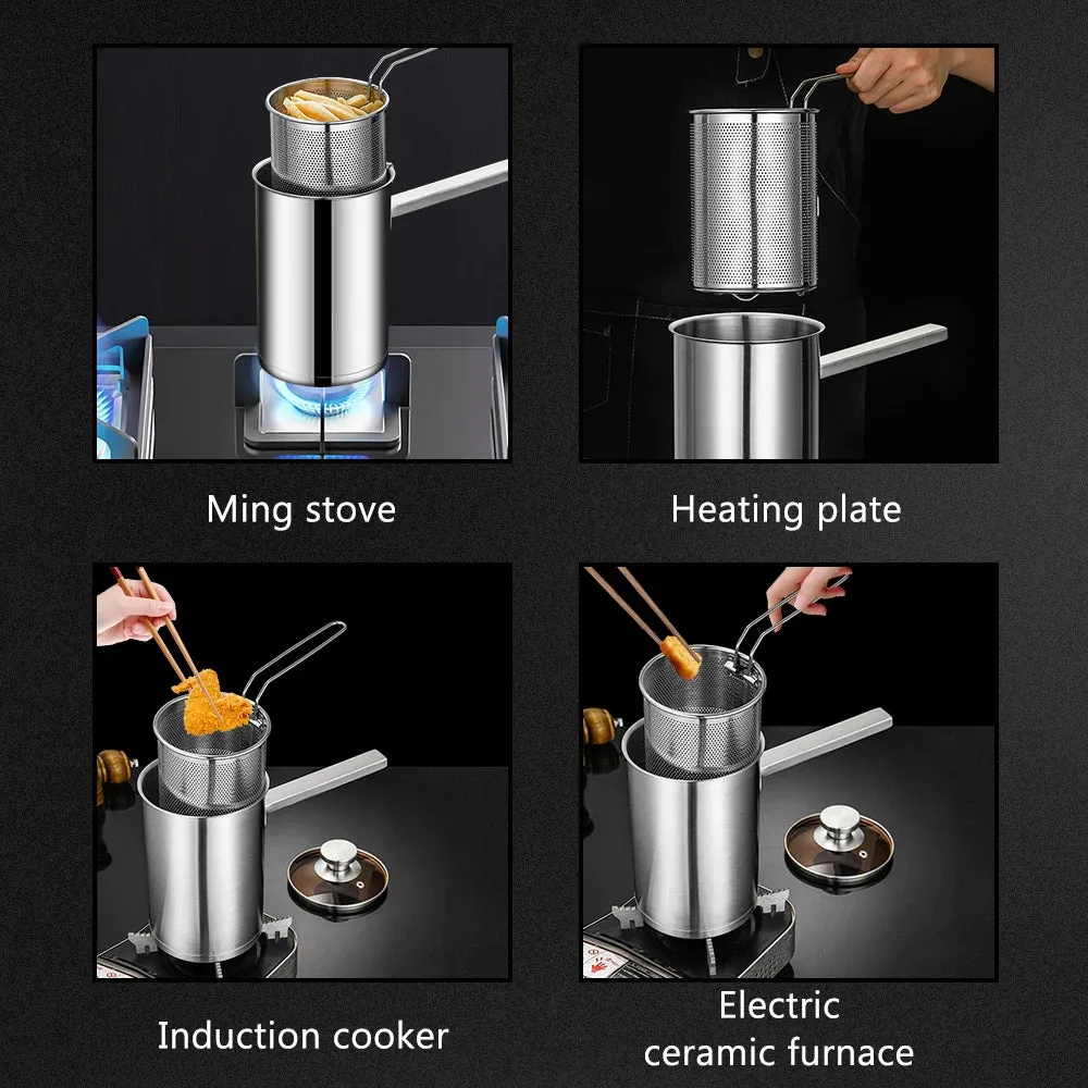 Stainless Steel Fryer Foldable Thickened Deep Fryer Food Strainer