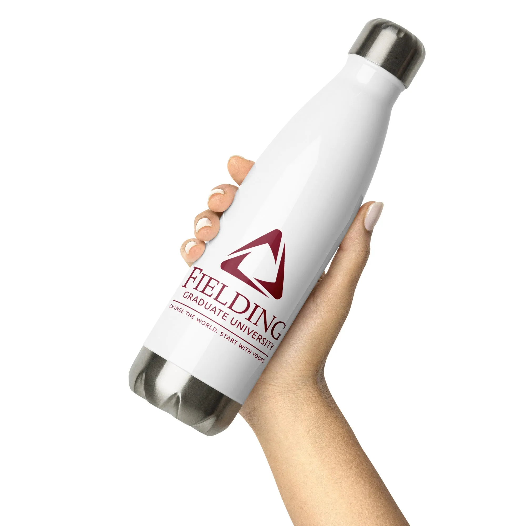 Stainless Steel Water Bottle - White | Fielding Logo