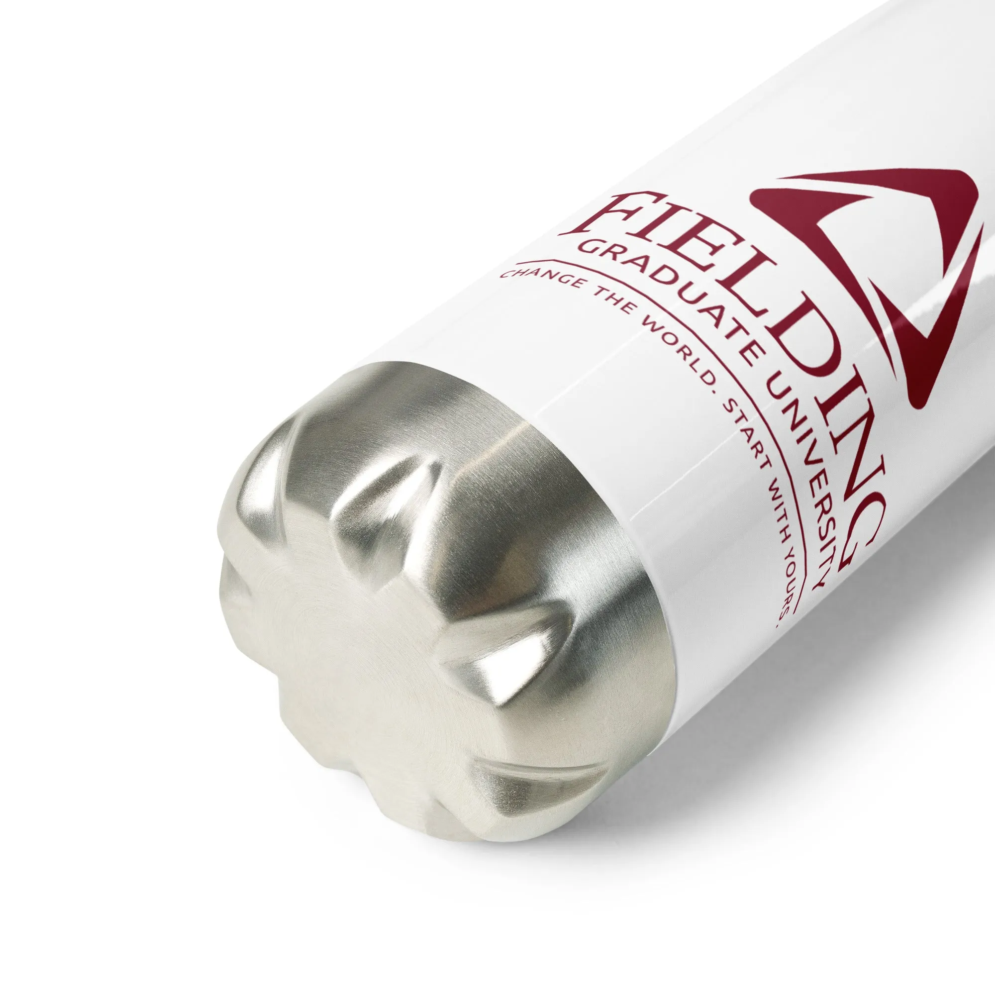 Stainless Steel Water Bottle - White | Fielding Logo