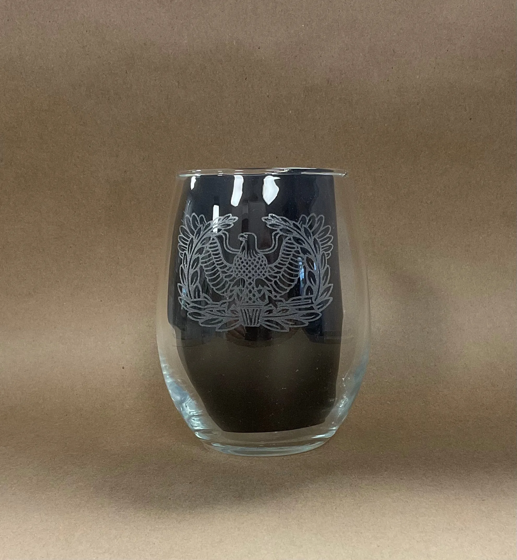 Stemless Glass engraved with Warrant Officer Crest