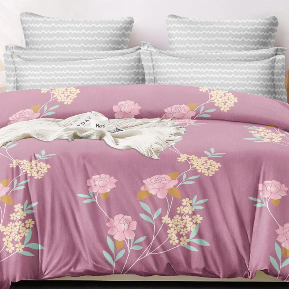 Super Soft Purple Lotus Design Ac Comforter Set (4 pc Set, king Size)