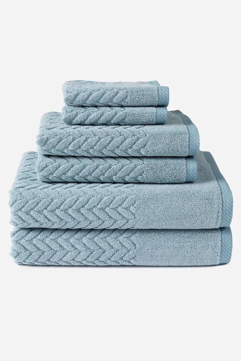 Texere 100% Organic Cotton Cable Knit Jacquard Towel Set