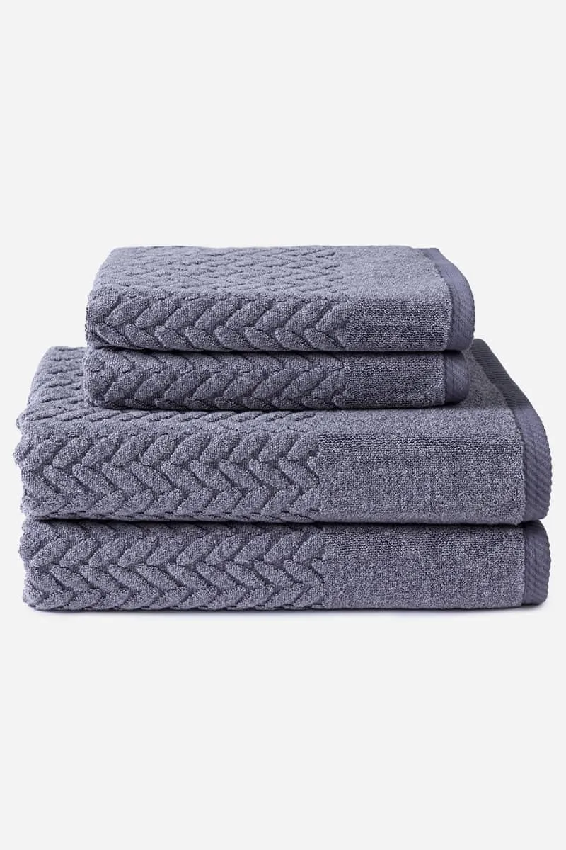 Texere 100% Organic Cotton Cable Knit Jacquard Towel Set