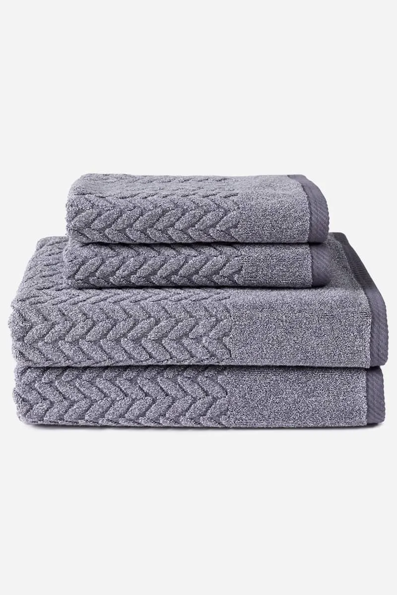 Texere 100% Organic Cotton Cable Knit Jacquard Towel Set