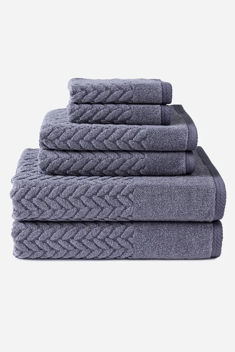 Texere 100% Organic Cotton Cable Knit Jacquard Towel Set