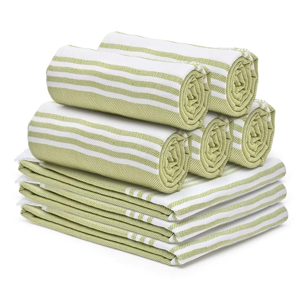 The Better Home 100% Cotton Turkish Bath Towel | Quick Drying Cotton Towel | Light Weight, Soft & Absorbent Turkish Towel (Pack of 8, Green)